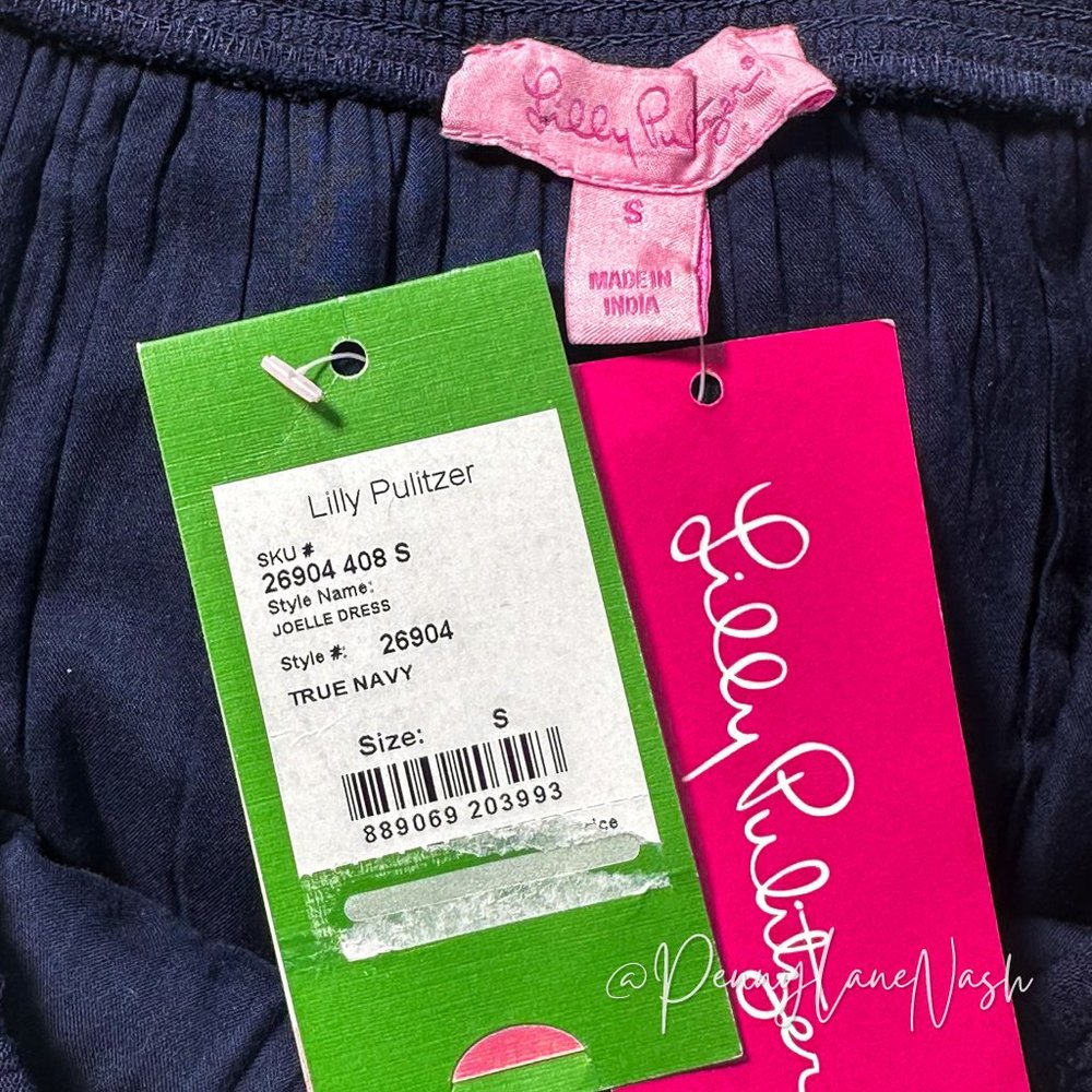NWT Lilly Pulitzer Off The Shoulder Joelle Dress True Navy - Picture 9 of 13